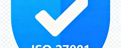 ISO 27001信息安全管理体系认证标识，蓝色盾牌与白色对勾